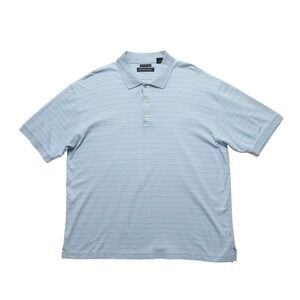 Hathaway Polo Shirt Mens XL Blue Striped Premium Pima Cotton Short Sleeve 1608